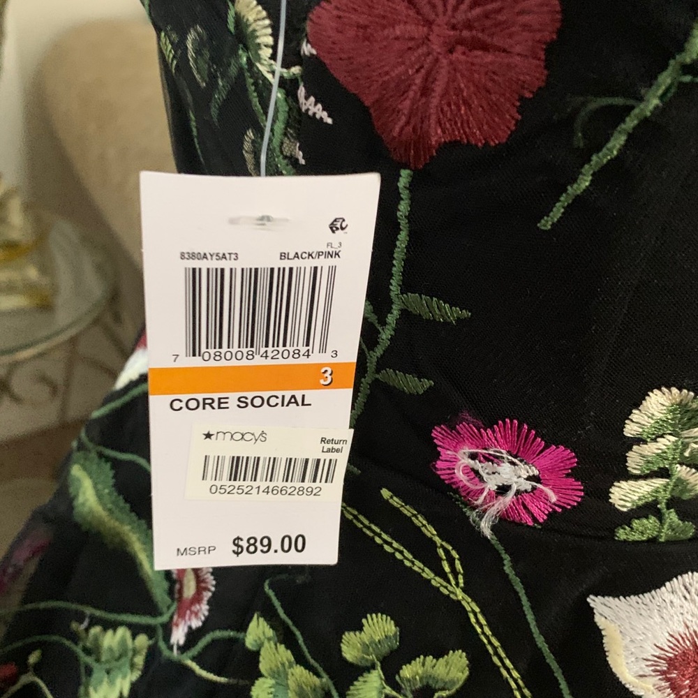 City Studio Black Floral Embroidered Mini Dress - Picture 7 of 7